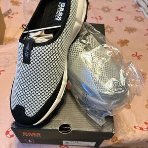 Bass Black and White Mesh Slip-On Shoes